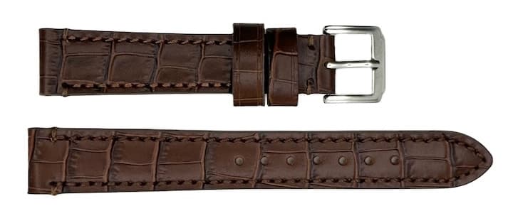 18 мм, ВОСТОК, ремешок АВИАТОР, телячья кожа, коричневый, имитация крокодила (LD18-15)