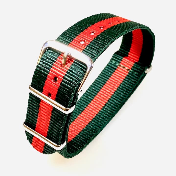 20 мм НАТО ремешок нейлон зеленый и красный (NATO20-17)