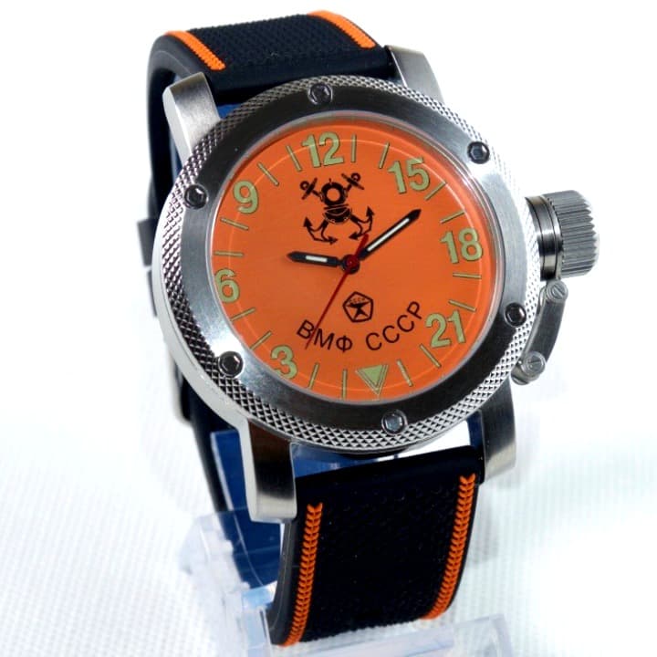 "ВМФ РОССИИ" - 24-часовые автоматические часы от TRIUMPH с механизмом ВОСТОК, нержавеющая сталь, ø47мм