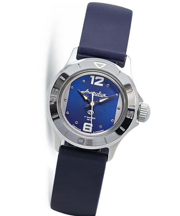 Российские женские часы "АМФИБИЯ" от VOSTOK, хромированные, полированные, ø34 мм 2409/051226