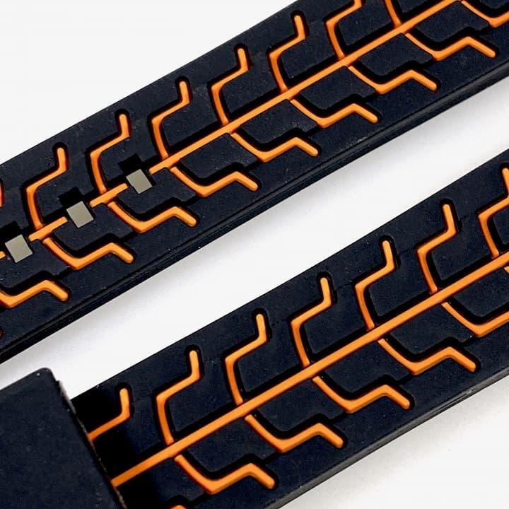 20 мм ВОСТОК силиконовый ремешок СПОРТ , черный / оранжевый (PUS05-22mm)