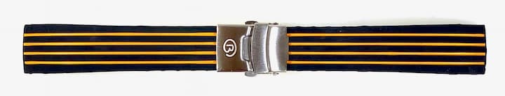 22 мм, ремешок VOSTOK, силикон, черный с оранжевыми полосками (PUS07-22mm)