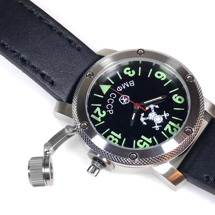 "ВМФ РОССИИ" - 24-часовые автоматические часы от TRIUMPH с механизмом ВОСТОК, нержавеющая сталь, ø47мм