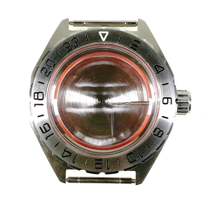 Корпус ВОСТОК 650, брашированный, безель 24 часа  (650ksb / 2)