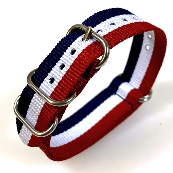 ремешок ZULU 20 мм для часов VOSTOK, нейлон, синий, белый, красный, ZULU06-20мм