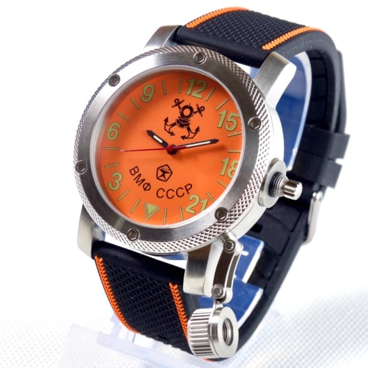 "ВМФ РОССИИ" - 24-часовые автоматические часы от TRIUMPH с механизмом ВОСТОК, нержавеющая сталь, ø47мм