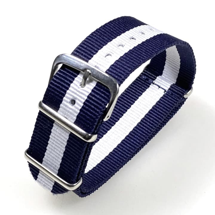 20 мм НАТО ремешок нейлон синий белый (NATO20-13)