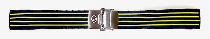 22 мм, ремешок VOSTOK, силикон, черный с желтыми полосками (PUS10-22mm)