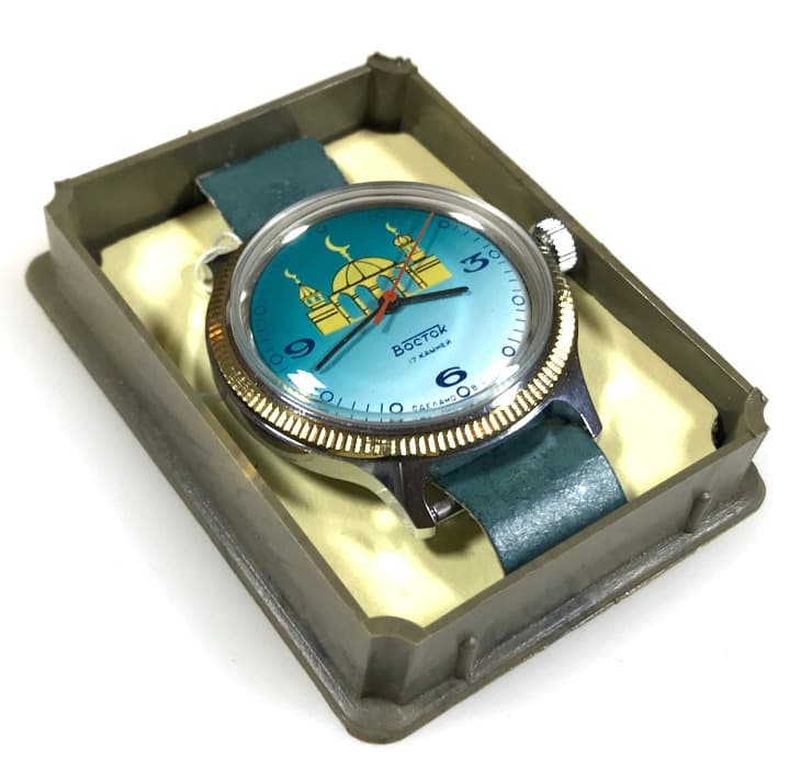 Отличное состояние! Редкие коллекционные часы Наручные часы Мечеть ВОСТОК с 1992 года от ВОСТОК, ø37 мм, с пропуском часов и оригинальной коробкой 2409 / 171556