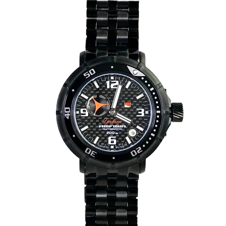 ВОСТОК AMFIBIA TURBINA, карбоновый циферблат, день&ночь, черный PVD (236700)