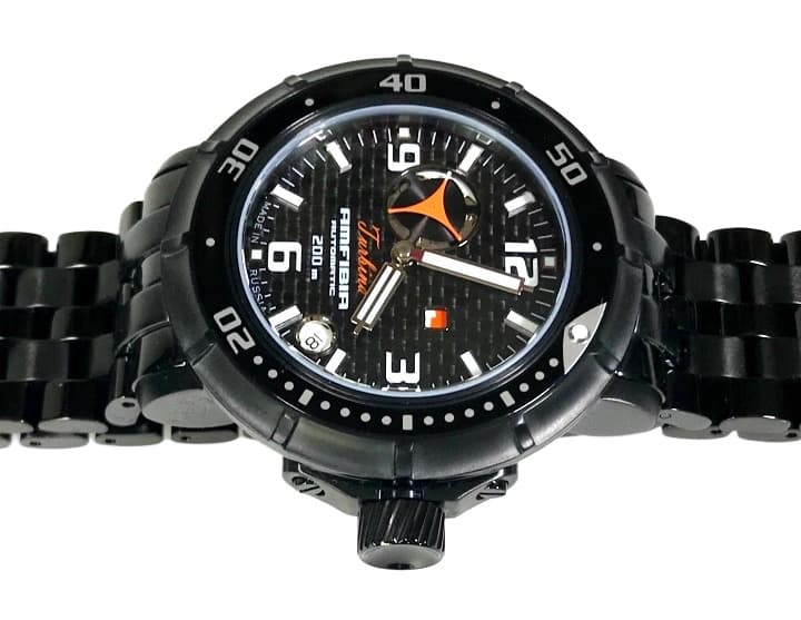 ВОСТОК AMFIBIA TURBINA, карбоновый циферблат, день&ночь, черный PVD (236700)