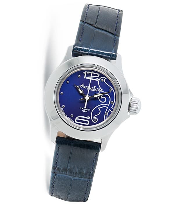 Российские женские часы "АМФИБИЯ" от VOSTOK, хромированные, полированные, ø34 мм 2409 / 051340