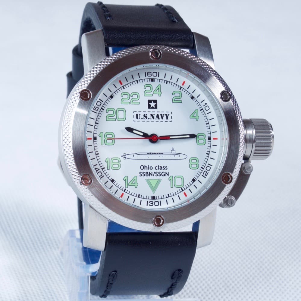 "КЛАСС ВМС США ОГАЙО" - 24-часовые автоматические часы TRIUMPH с заводом "ВОСТОК", нержавеющая сталь, ø47 мм