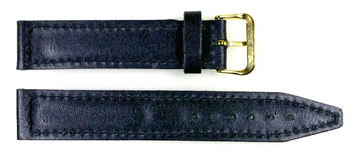 18 мм VOSTOK кожаный ремешок, черный, позолоченная пряжка (LD18-02)