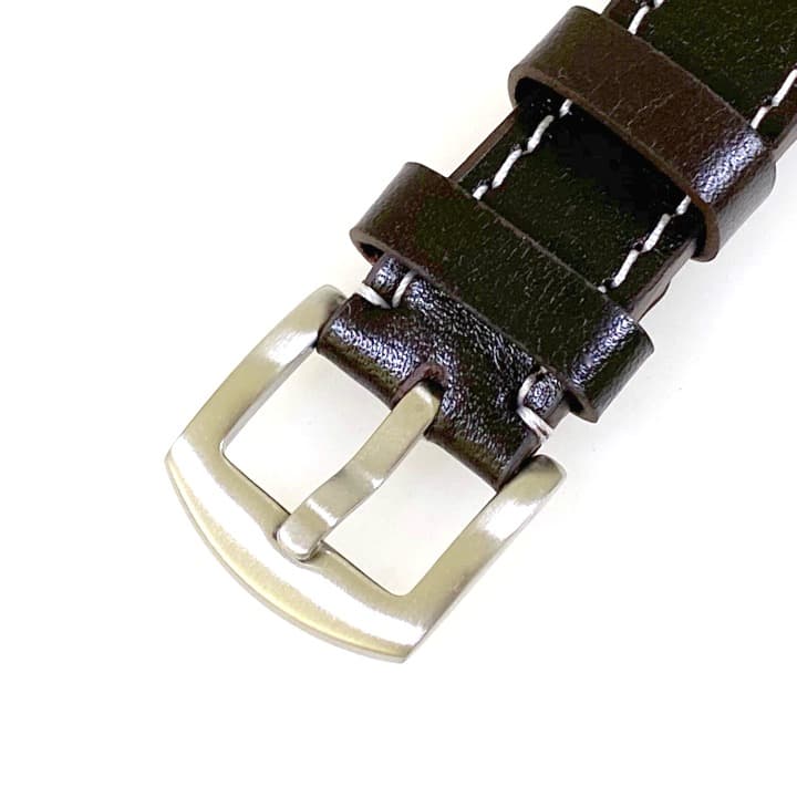 20 мм, ВОСТОК, ремешок АВИАТОР, телячья кожа, черный с темно коричневой строчкой (LD20-11)