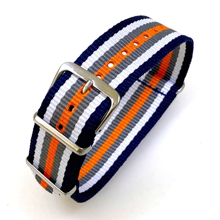 20 мм нейлоновый ремешок НАТО черно-белый серо-оранжевый (NATO20-09)