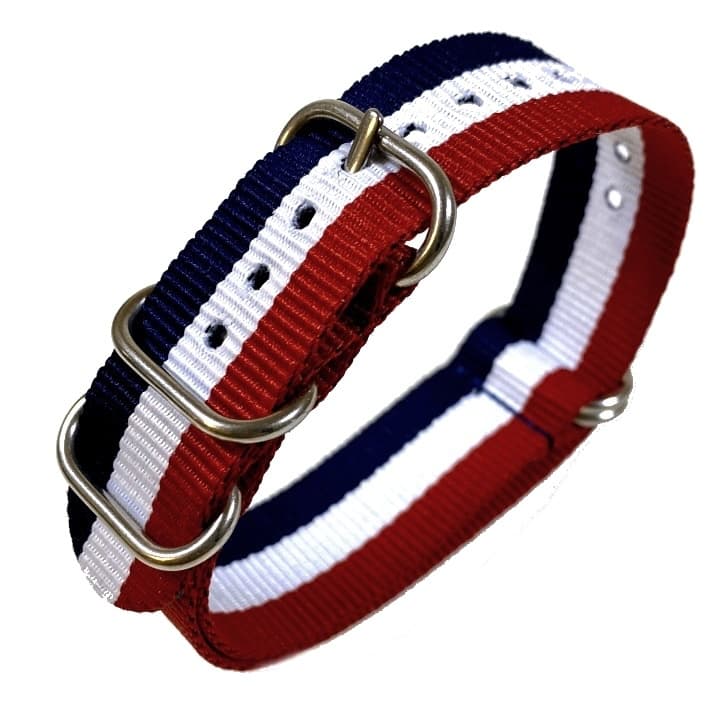 ремешок ЗУЛУ 18 мм синий / белый / красный (ZULU07-18mm)