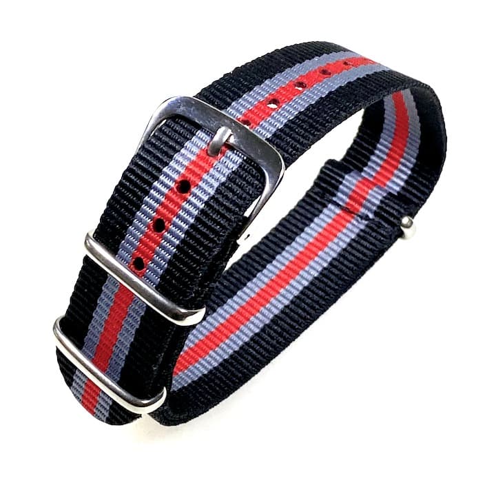 22мм ремешок НАТО для часов VOSTOK, нейлон, черный, серый, красный (NATO22-05)