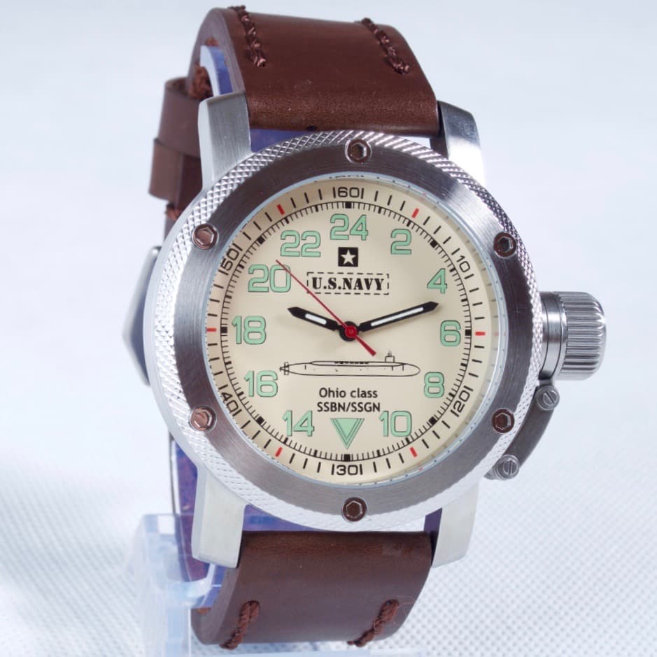 "US NAVY OHIO CLASS" - 24-часовые автоматические часы от TRIUMPH с механизмом ВОСТОК, нержавеющая сталь, ø47мм