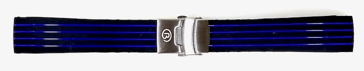22 мм, ремешок VOSTOK, силикон, черный с синими полосками (PUS07-22mm)