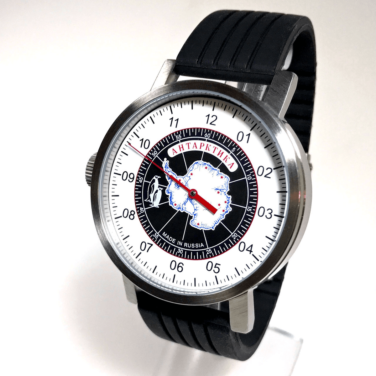 ANTARCTICA одной рукой - Автоматические часы от UMNYASHOV, нержавеющая сталь, стеклянная задняя крышка, матовая, ø50mm