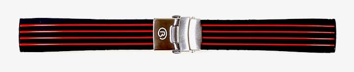 18 мм, ремешок VOSTOK, силикон, черный с красными полосками (PUS02-18mm)