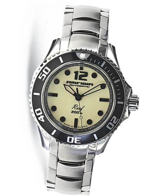 Автоматические дайверские часы "AMFIBIA REEF" от Vostok, циферблат люминесценции, водонепроницаемость 200 м, нержавеющая сталь, полированная, ø42мм