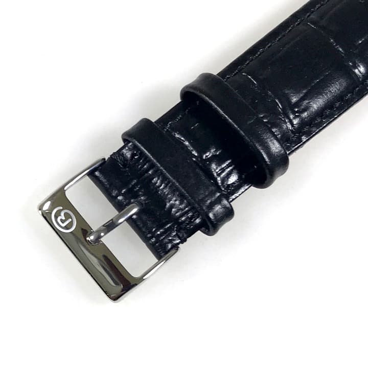 20 мм, оригинальный черный кожаный ремешок от VOSTOK, черный (LD20-01)