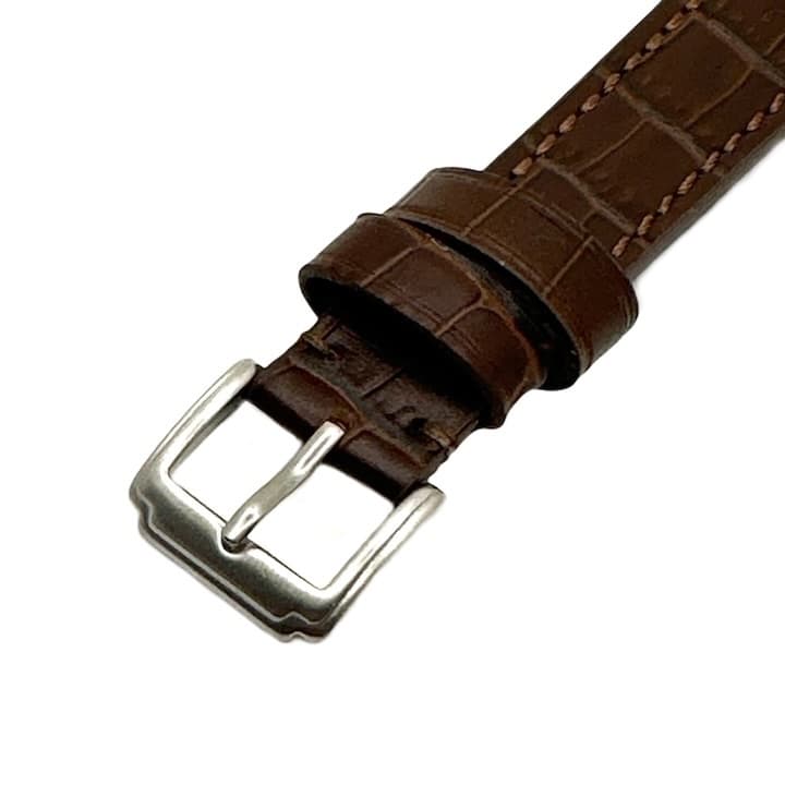 18 мм, ВОСТОК, ремешок АВИАТОР, телячья кожа, коричневый, имитация крокодила (LD18-15)