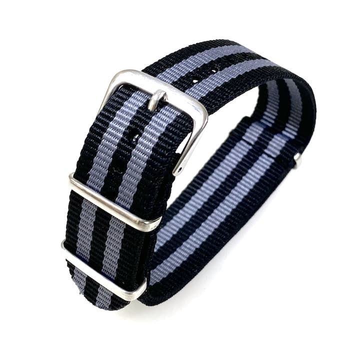 20 мм нейлоновый ремешок НАТО черно-серый (NATO20-21)